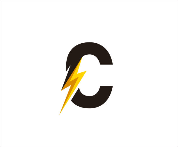 flash c letter symbol, technologia ikona wektor. - business solution flash stock illustrations