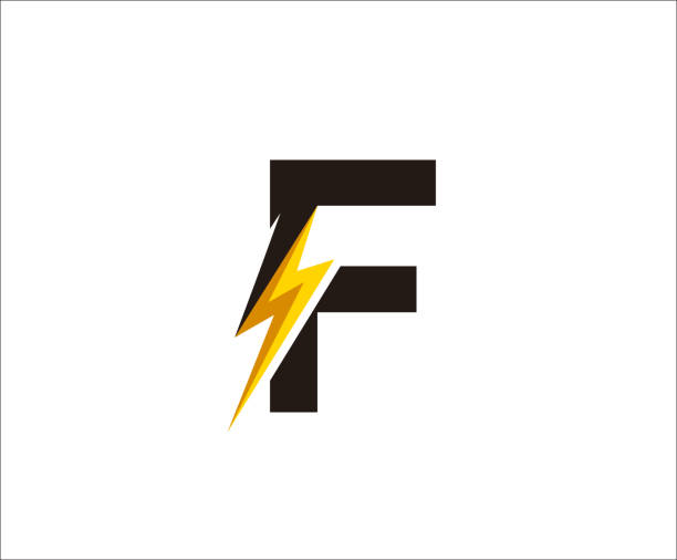 flash f letter symbol, technologia ikona wektor. - business solution flash stock illustrations