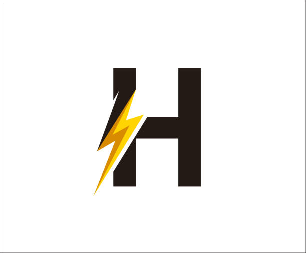 illustrations, cliparts, dessins animés et icônes de symbole de lettre flash h, vecteur d’icône de technologie. - flash8