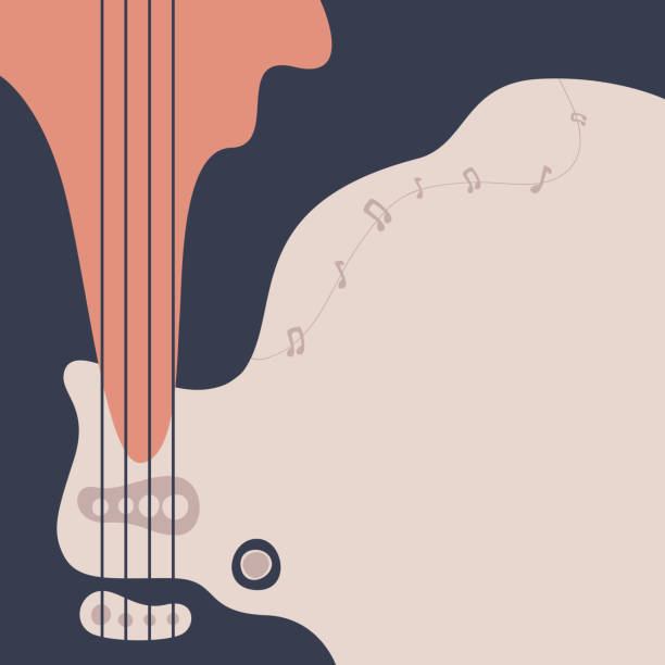 Bass guitar neck background with abstract design. To see the other vector guitar illustrations , please check my portfolio. notes on guitar neck stock illustrations
