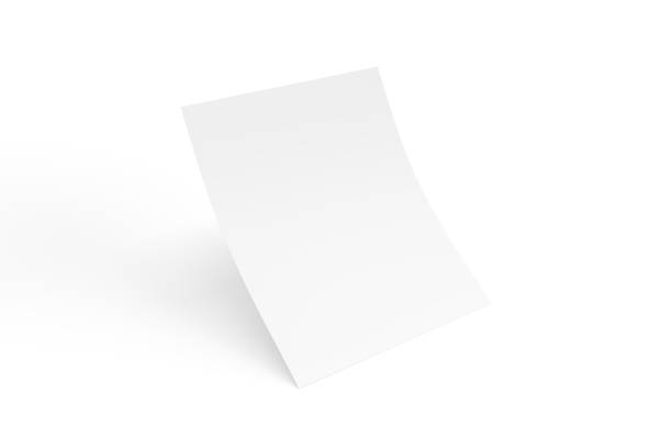 Curved sheet of paper mockup Curved sheet of paper mockup isolated on white background - 3D render a4 paper stock pictures, royalty-free photos & images