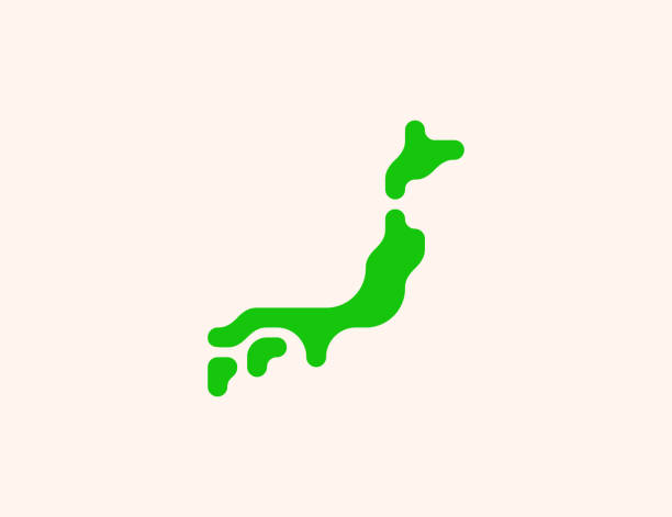 日本向量圖示的地圖。日本平面彩色符號的孤立地圖 - 四國 幅插畫檔、美工圖案、卡通及圖標