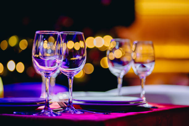istock Wine glasses in restaurant with blurred background 1286739424