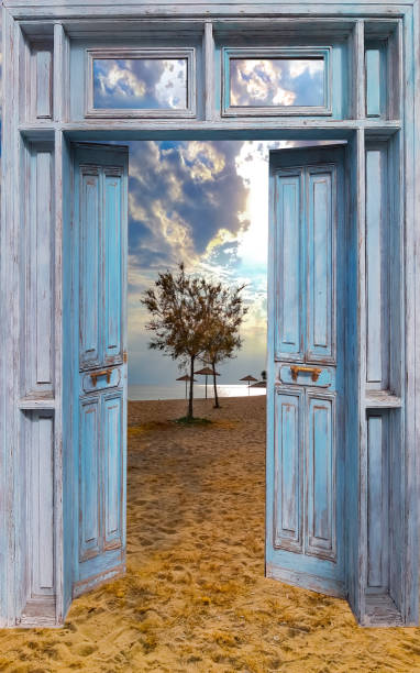 istock House entrance opens to beach under a partial cloudy day 1286743216