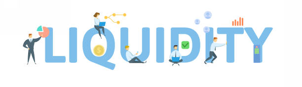 istock Liquidity. Concept with keyword, people and icons. Flat vector illustration. Isolated on white. 1286743602