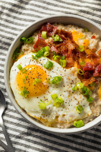 istock Healthy Homemade Savory Oatmeal Breakfast Bowl 1286744786