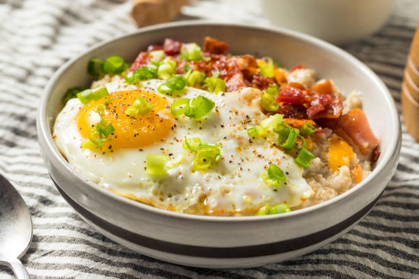 istock Healthy Homemade Savory Oatmeal Breakfast Bowl 1286744887