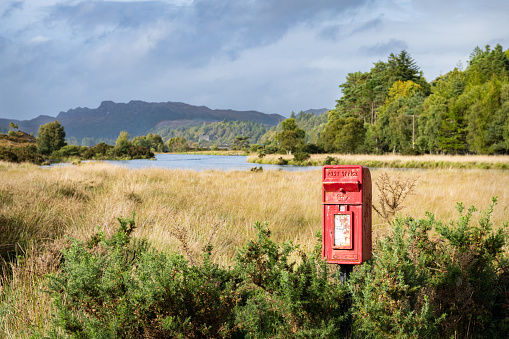 Red letterbox on the Isle of Skye, Scotland