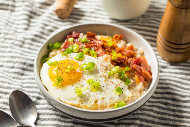 istock Healthy Homemade Savory Oatmeal Breakfast Bowl 1286745843