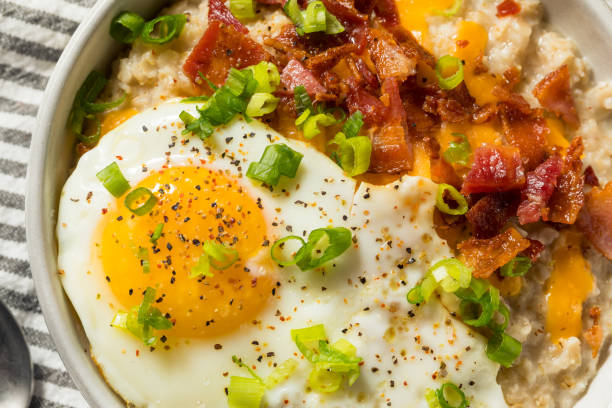 istock Healthy Homemade Savory Oatmeal Breakfast Bowl 1286745883