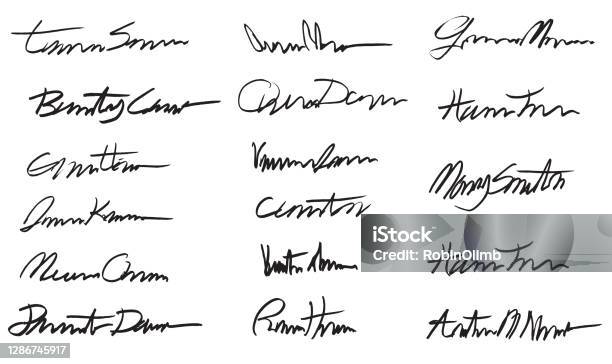 Bold Signatures Set Stock Illustration - Download Image Now - Signature,  Signing, Artificial - iStock