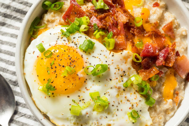 istock Healthy Homemade Savory Oatmeal Breakfast Bowl 1286745923
