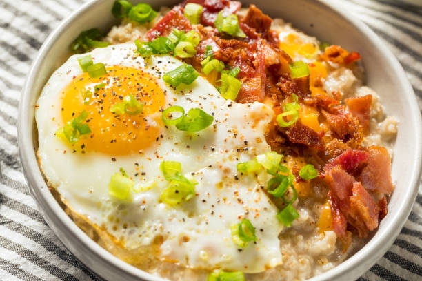 istock Healthy Homemade Savory Oatmeal Breakfast Bowl 1286745974