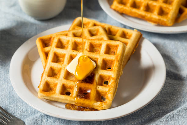 istock Homemade Warm Belgian Waffles for Breakfast 1286747276