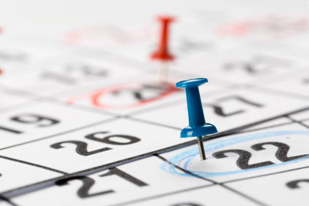 istock Push pins on calendar. Idea concept of to do planning. 1286750746