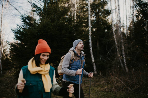 istock Young couple walks in nature 1286752249