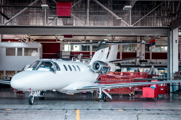 istock Maintaining of the private jet airplane before the flight 1286754216