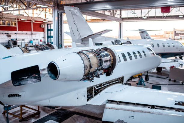 istock Private jets for maintenance seen in the hangar 1286754234