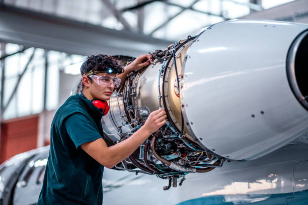 istock Maintenance mechanic inspecting the jet engine 1286754258