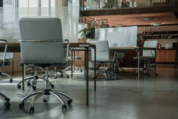 istock Co-working space with separated boards social distancing 1286757238