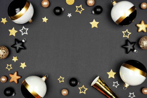 istock New Years Eve frame. Above view on a black background. 1286758812