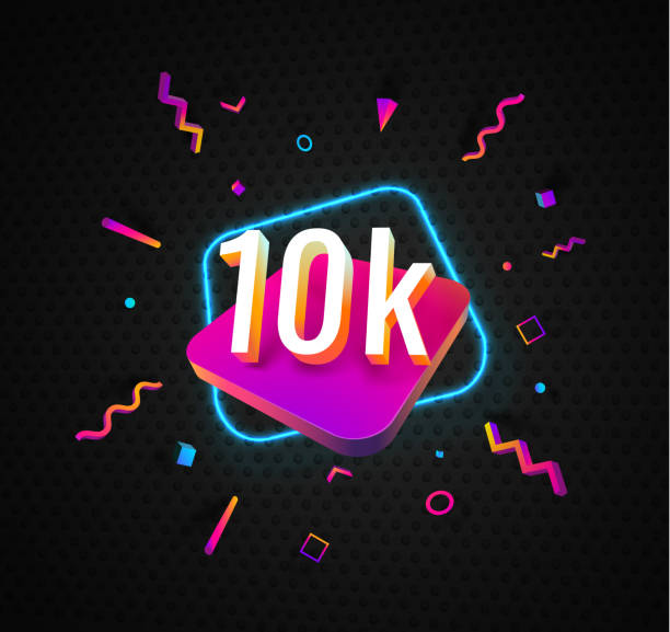 istock 10k followers celebration in social media vector web banner on dark transparent background. Ten thousand follows 3d Isolated design elements 1286761525