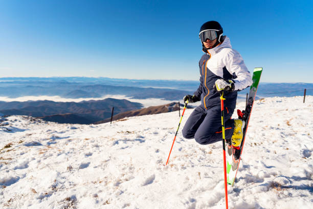 istock Professional male skier practicing balance while looking at the camera 1286765260