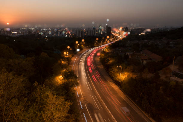 istock Traffic was moving on the city's evening highway 1286768502