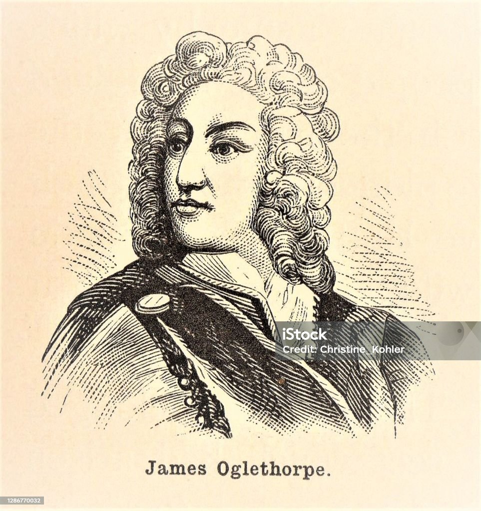 James Oglethorpe Portrait Colonial America Stock Illustration