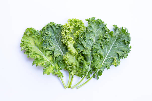 istock Fresh kale leaves salad vegetable on white background. 1286775910
