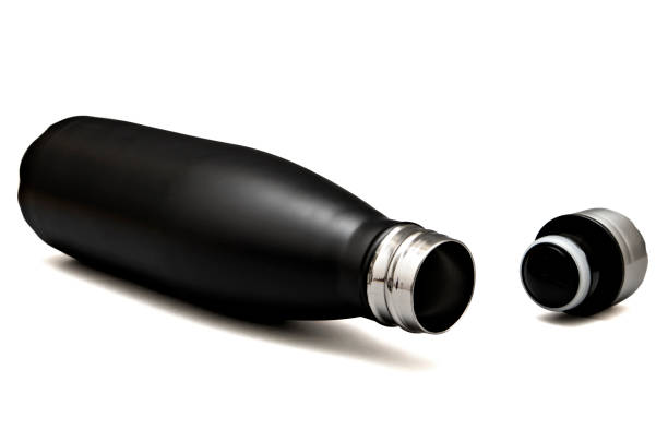 istock Black aluminum bottle with lid 1286776189