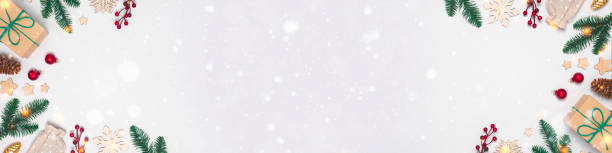 istock Christmas banner with decorations, snow and lights 1286777768