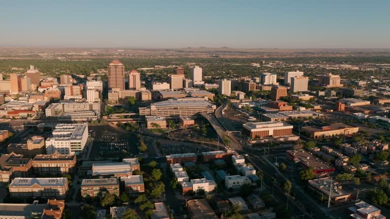 Sunrise Comes Albuquerque New Mexico Downtown City Skyline