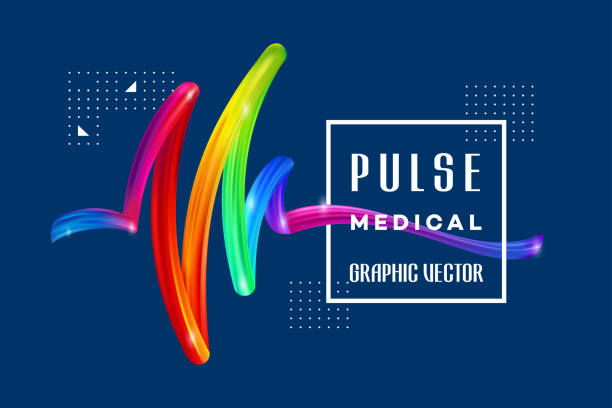 ilustraciones, imágenes clip art, dibujos animados e iconos de stock de fondo colorido, pulso colorido médico sobre el fondo de un colorido óleo de pincelada o elemento de diseño de pintura acrílica - light waving rainbow vector