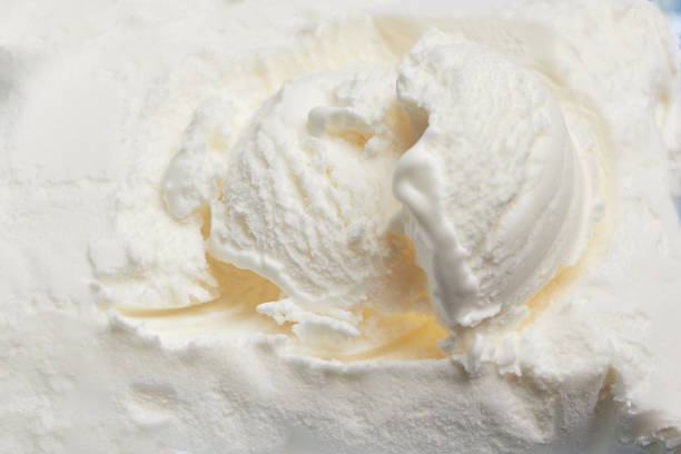 istock Top view of vanilla ice cream surface with a ball 1286789827