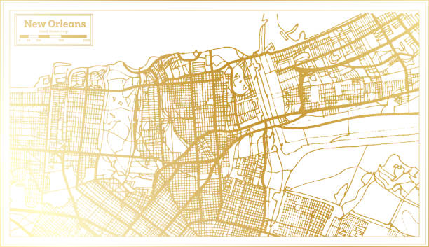 New Orleans USA City Map in Retro Style in Golden Color. Outline Map. Vector Illustration.