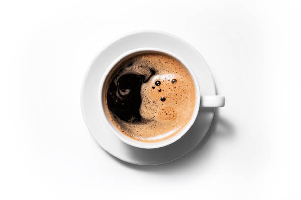 Black coffee isolated on a white background.