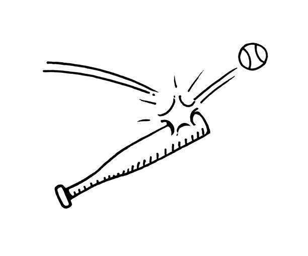 ręcznie rysowana ilustracja akcji kija baseballowego - baseball strike stock illustrations