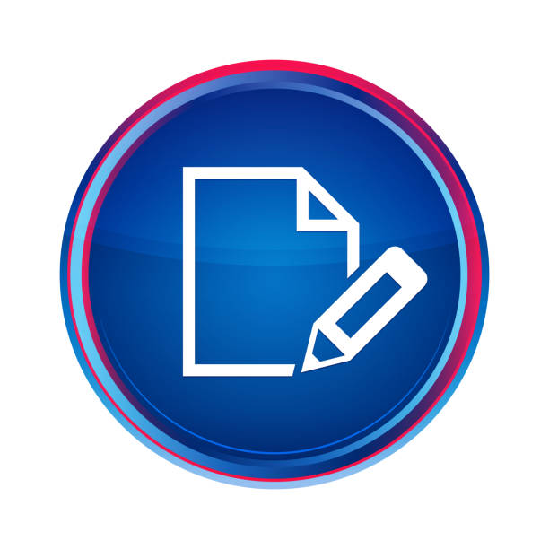 ilustrações, clipart, desenhos animados e ícones de editar ícone de documento sedoso azul redondo botão aqua ilustração de design - article pen manuscript writing