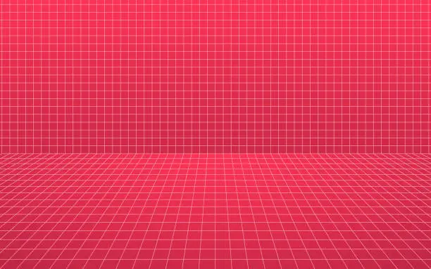 Vector illustration of Modern perspective grid. Detailed bright red background. You can use for cover brochure template, poster, banner web, print ad, etc. Vector illustration