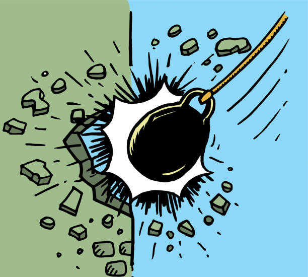 ilustrações, clipart, desenhos animados e ícones de demolição ilustração esboço bola - wrecking ball destruction chain sphere