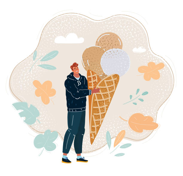 istock Vector illustration of funny man with big icecream 1286824637