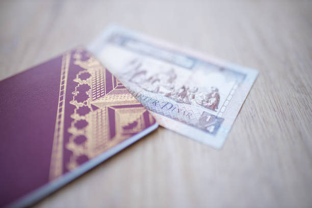 istock Kuwait Quarter Dinar Bill Partially Inside a Blurry Sweden Passport 1286826072