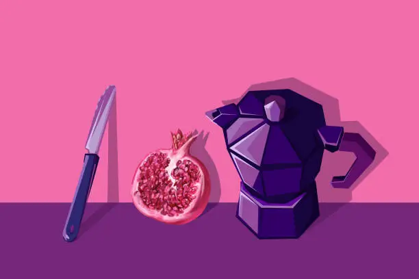 Vector illustration of Coffee and fruit for breakfast