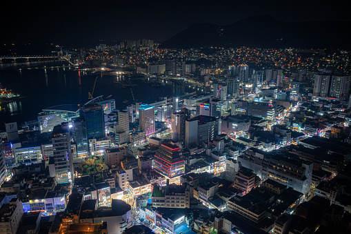 Night view of the city seen from Busan Tower