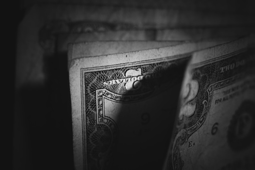 Black and White 2 Dollars Banknote Photo