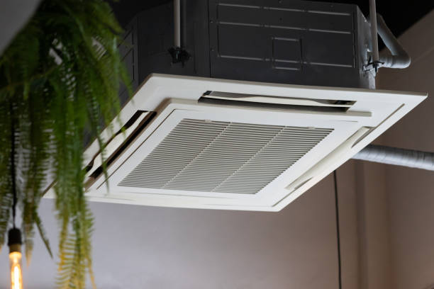 istock air condition hanging from ceiling. cassette type air conditioner. 1286837214