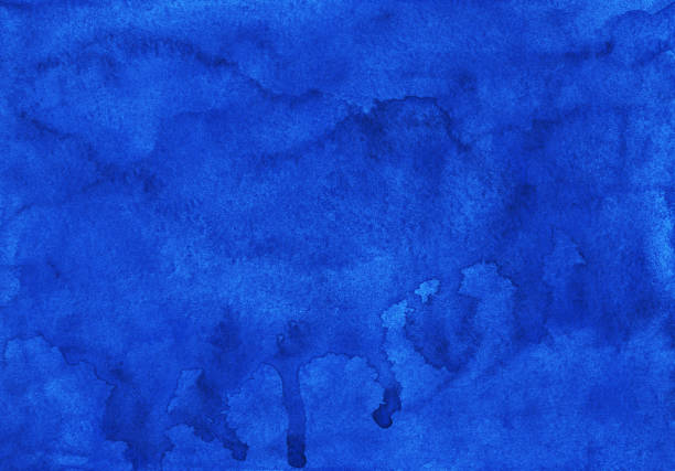 istock Watercolor deep blue liquid background texture. Hand painted watercolour overlay. Stains on paper. 1286839762