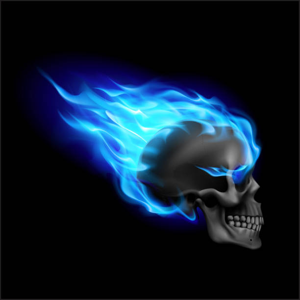 огненный череп - inferno fire flame skull stock illustrations