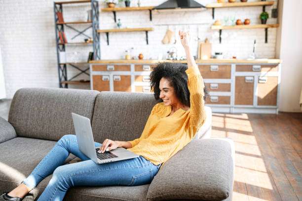 istock An woman spends home leisure with a laptop 1286842805